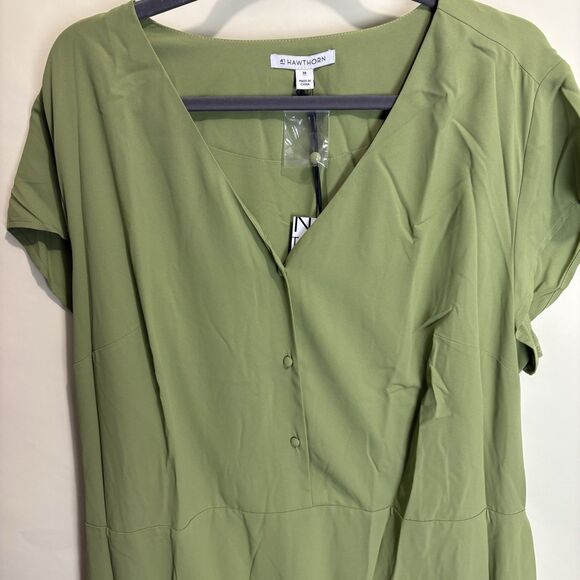 41 Hawthorn Stitch Fix Short Sleeve Dress Size 3X Womens Sage Green NWT - Picture 4 of 9